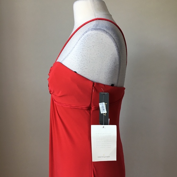 Matte jersey red maxi halter cord detail dress - Picture 3 of 8
